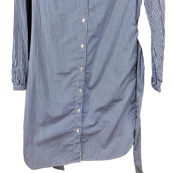 J. McLaughlin Millbury Shirt Dress Tie Belt Blue White Striped Small - Picture 10 of 16